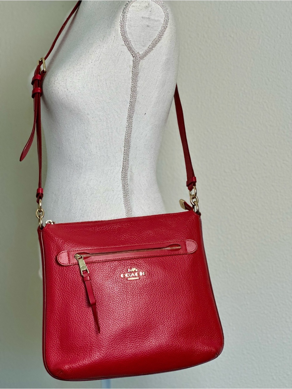 Coach May File Pebbled Leather Crossbody Bag